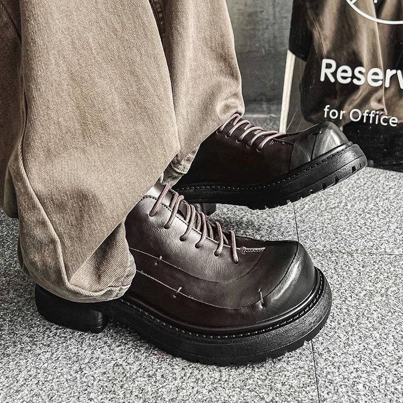 

Men Casual Shoes with Thick Sole Round Toe Strap Versatile Classic Men Shoes