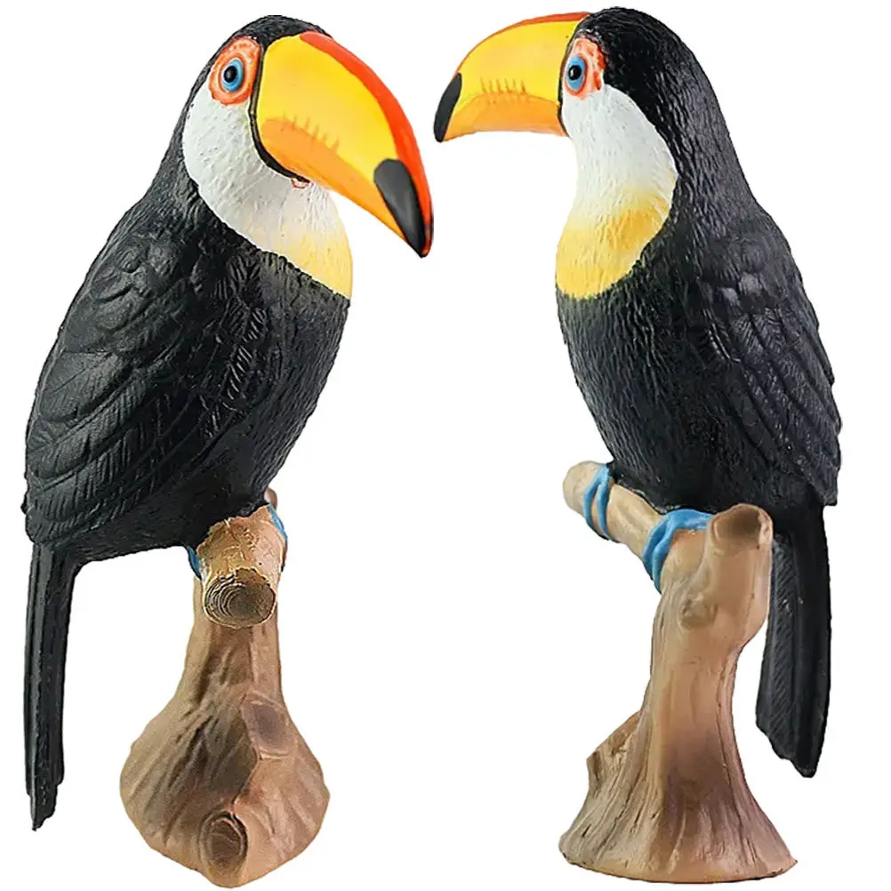 

2Pcs Toucan Bird Simulation Animal Learning Educational Decor Plastic Realistic Nature Figures Home Party Photography Props