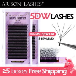 ARISON New 5D W Lashes Cilios Brasileiro y Soft Volume Eyelashes W Shape Volume Eyelash Extension For Wholasale Dropshiping