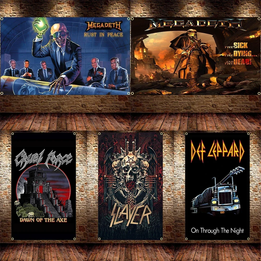 90X150CM 3X5Ft Thrash Metal Band Flag Polyester Printing Heavy Metal Band Banner For On Room Or Club Walls Tapestry Banner