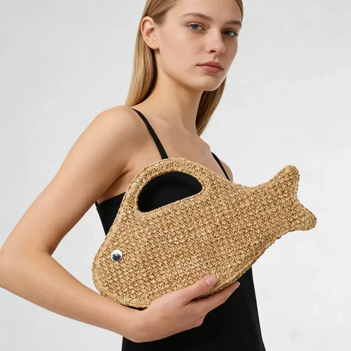 

Beach Vacation Woven Bags For Women Cute Little Fish Beach Vacation Stylish Woven Bag Exquisite Coin Purse Evening Woven Handbag