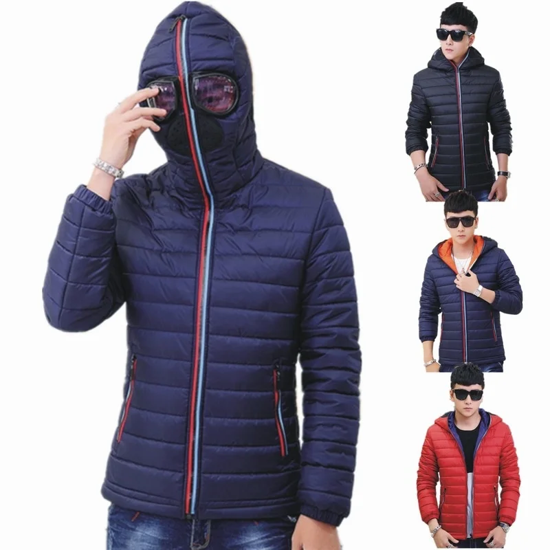 Winter Overcoat Hooded with Glasses Warm Jackets Men Down Casual Outwears Man Waterproof Outdoor