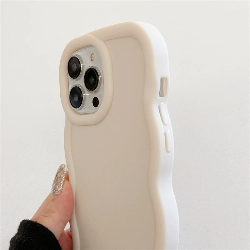 Wave Side Liquid Silicone Phone Case For iPhone 11 12 13 14 15 16 Pro Max Mini Xs X XR 6 6s 7 8 Plus SE Cream Soft Cover Fundas #4