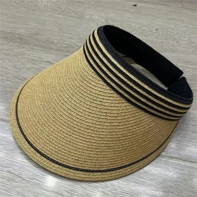 

Striped webbing casual ducktongue hollow top hat versatile hairband for summer outings women's