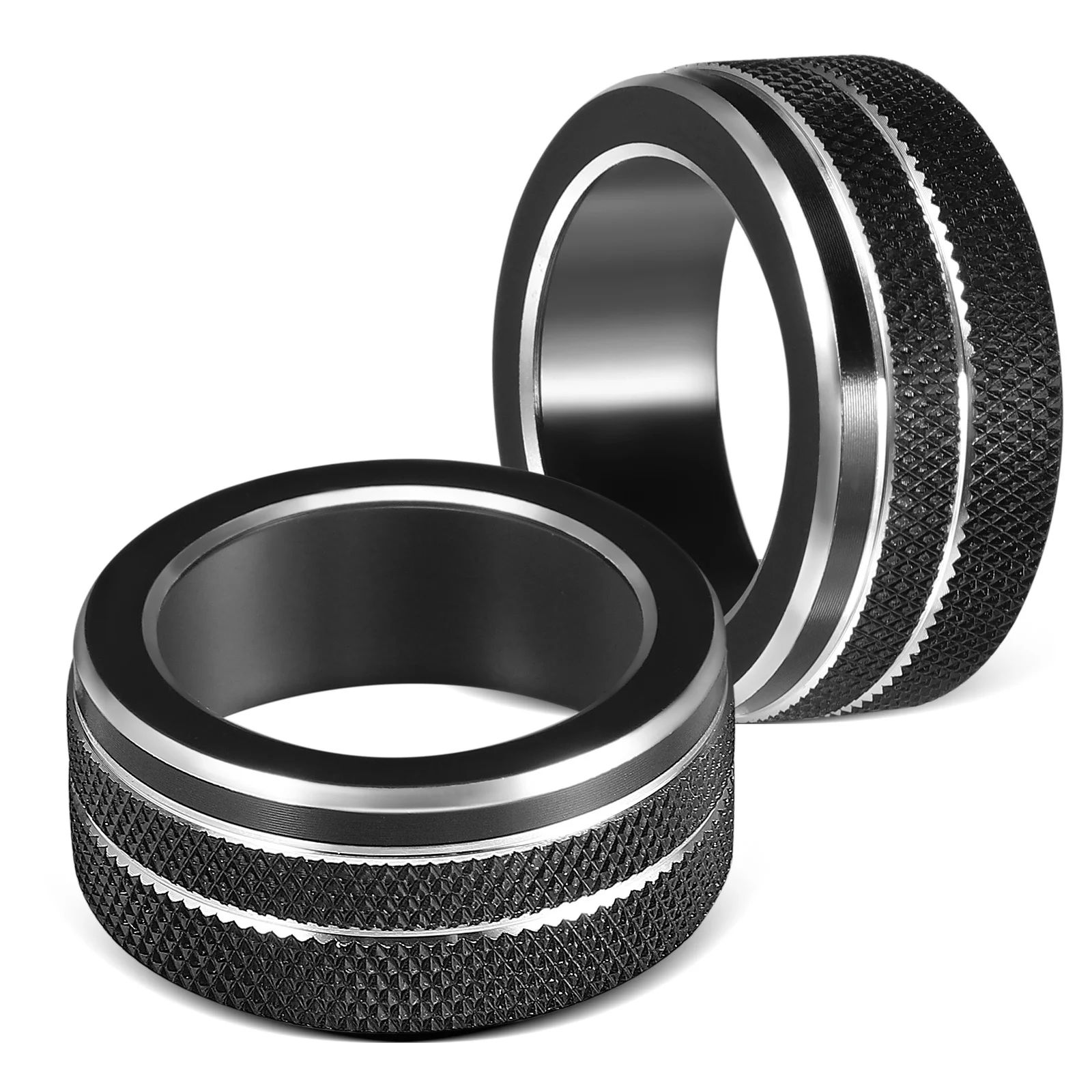 

2pcs Air Conditioning Knob Ring Aluminum Alloy Car Interior Accessory Secure Fit Sturdy Wear-Resistant Trim For Panel