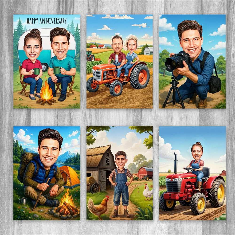 Póster de retrato de dibujos animados personalizado, caricatura de conductor de coche personalizada, impresiones de fotos, retrato de dibujos animados personalizado, arte de regalo divertido