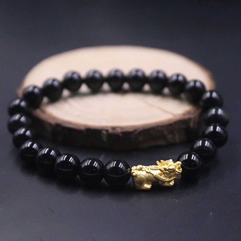 

Pure 999 24K Yellow Gold Men Women Pixiu Dragon Son Bracelet