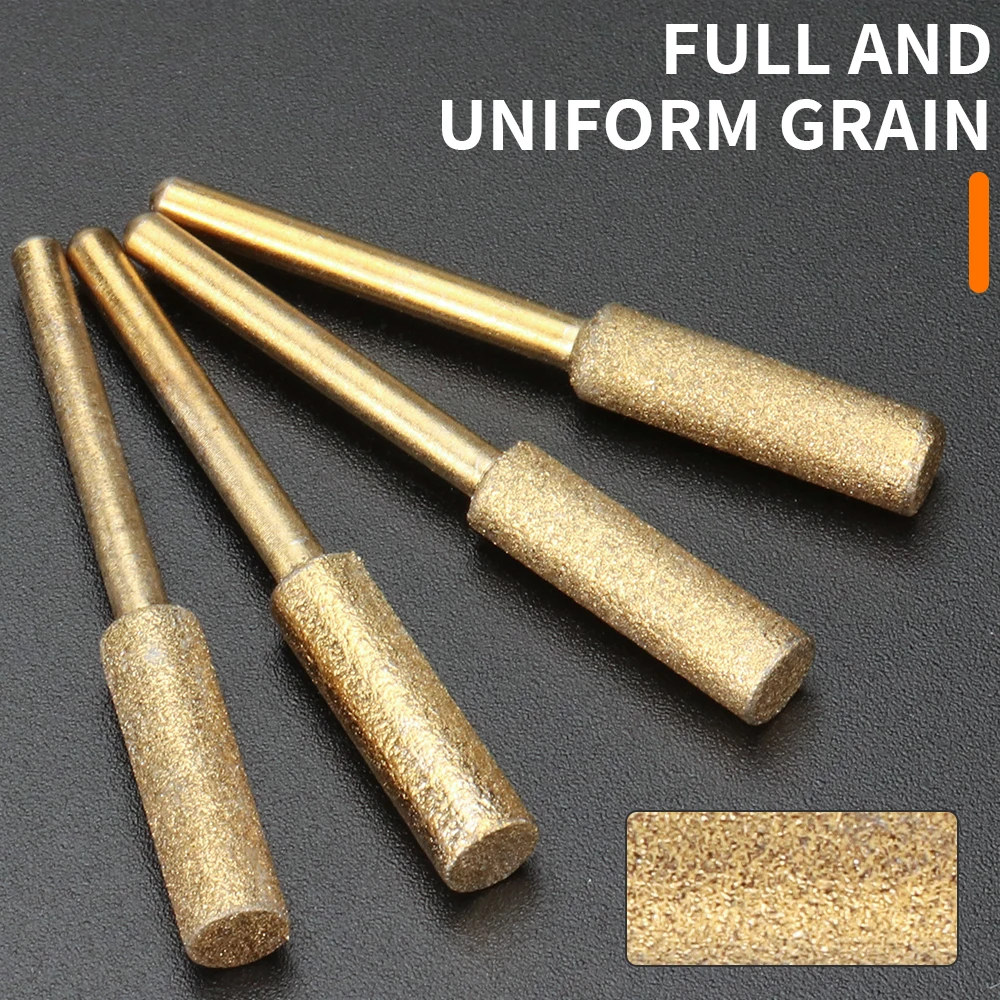 5/12 Tráng Kim Cương Hình Trụ Burr 4.0Mm 4.8Mm Máy Cưa Mài Đá Tập Tin Cưa Xích Mài Khắc mài Nhám
