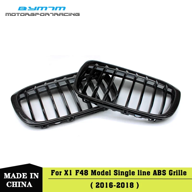 

Carbon Fiber Black Front Bumper Racing Grills Kidney Hood Grille Car Styling Accessories For BMW X1 F48 F49 2015-2019