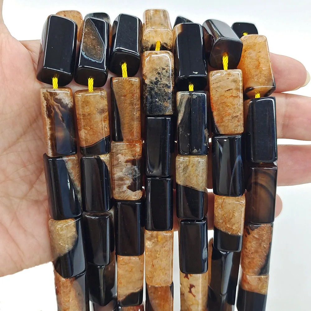 20x10mm Cuboid Agate Beads Natural Stone Uruguayan Agate Healing Crystal Gemstones Bead for Jewelry Making DIY Bracelet Necklace