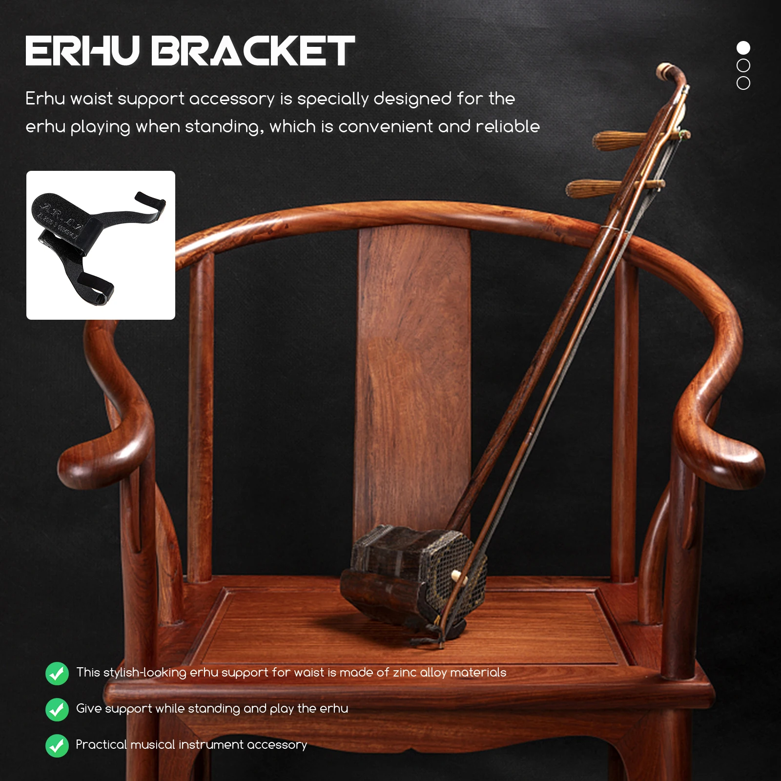 

Erhu Holder Rack Black Musical Instrument St Accessories St Design Stable Durable Practical Workmanship Violin