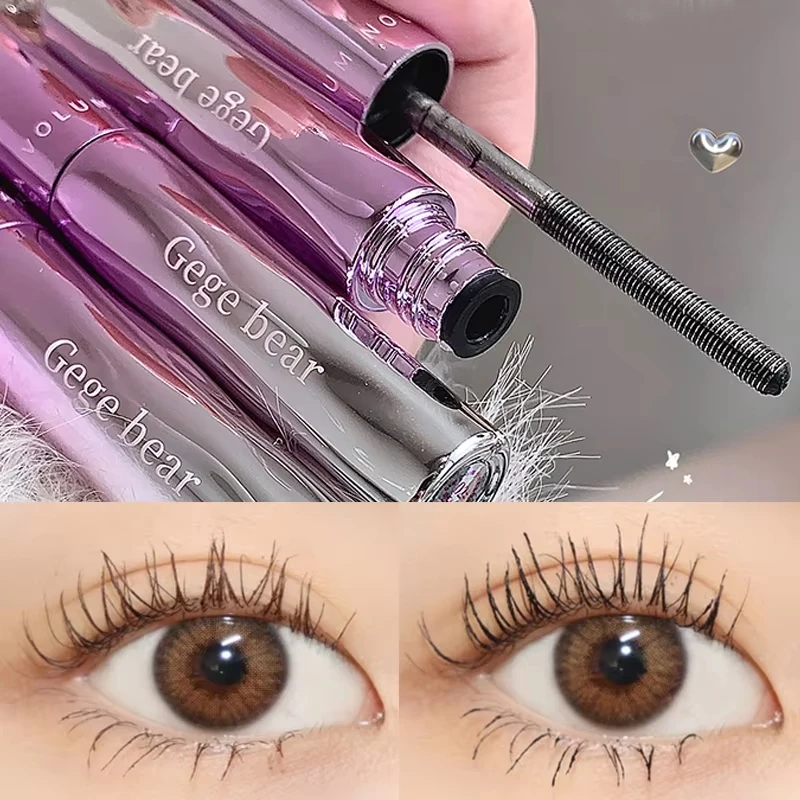 Mascara per ciglia in fibra di seta con testina in metallo Estensioni per ciglia arricciate a lunga durata Strumento per trucco occhi allungante ad asciugatura rapida 4D