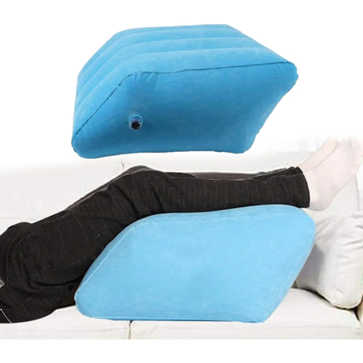 

Inflatable Bed for Legs, Post-Surgery Swelling Foot, Knee, Ankle Elevation Stool for Bedridden Elderly (Blue, 20"x16"")