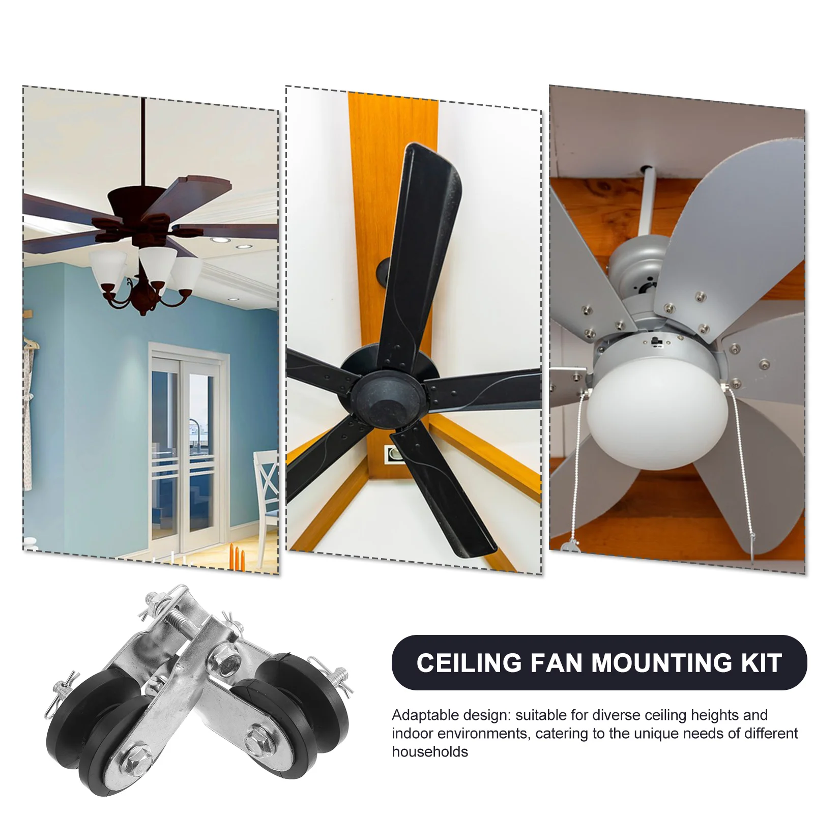 2Pcs Ceiling Fan Light Fixing Clamp Pulley Secure Installation Heavy Duty Mount Bracket DIY Project Ceiling Fan Brace Kit