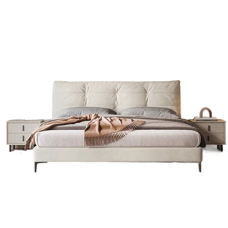 Wind crema, cama de hadas, moderna, sencilla, dormitorio principal, cama de tela, estilo italiano