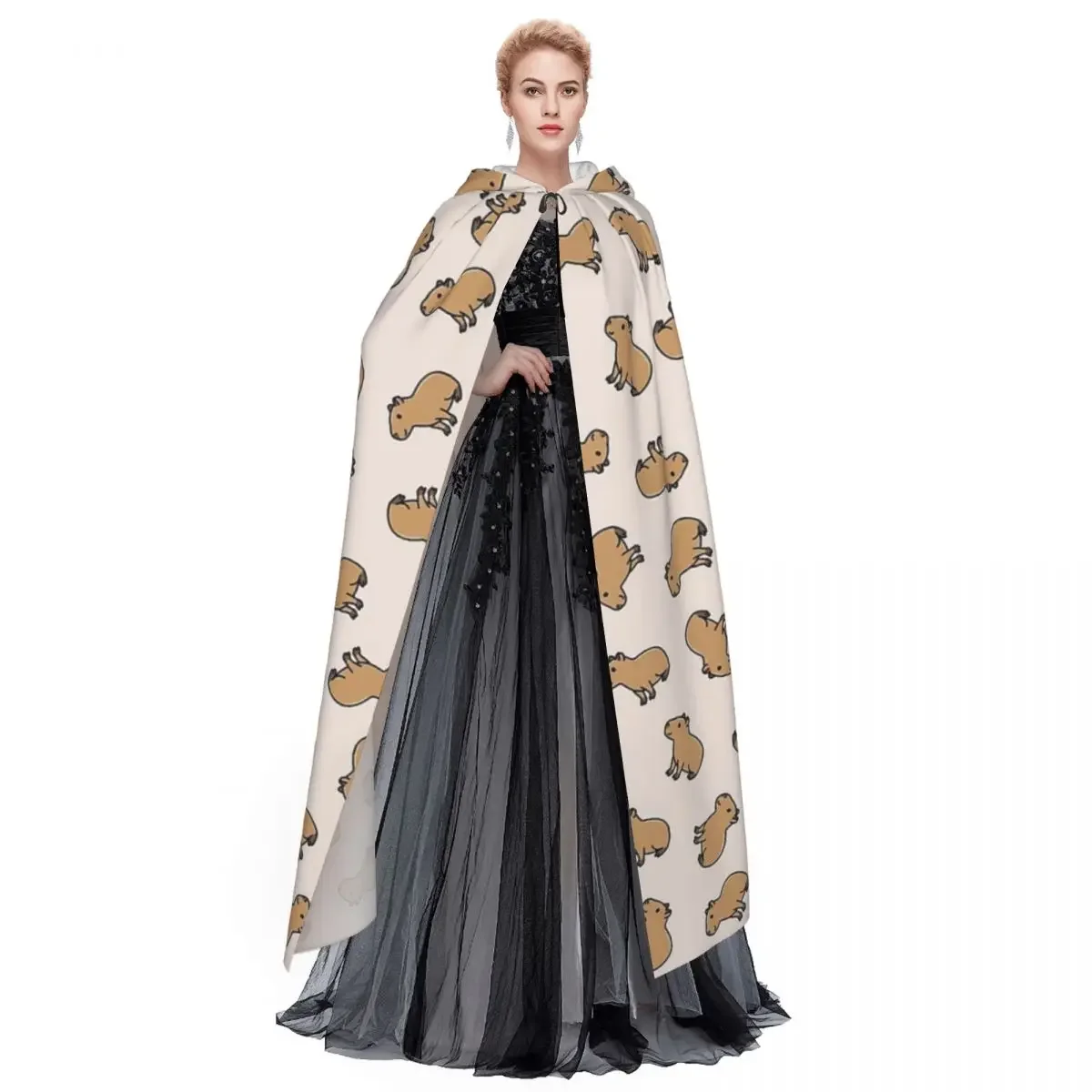 Capybara longue Cape à capuche sorcière Costume médiéval Cosplay Cape Halloween manteau adulte unisexe