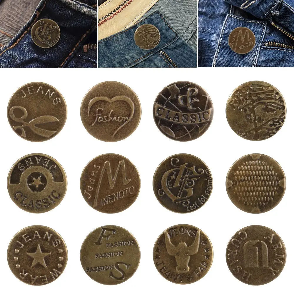 10PCS Retro Jeans Buttons Bronze Denim Threaded Buttons No Sewing Required Easy to Use Without Tools Clothing Sewing Buttons