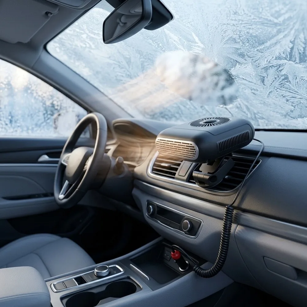 Windshield Defogger Portable Vehicle Heater ABS Material Construction Energy Efficient Heating Quick Defrost Function