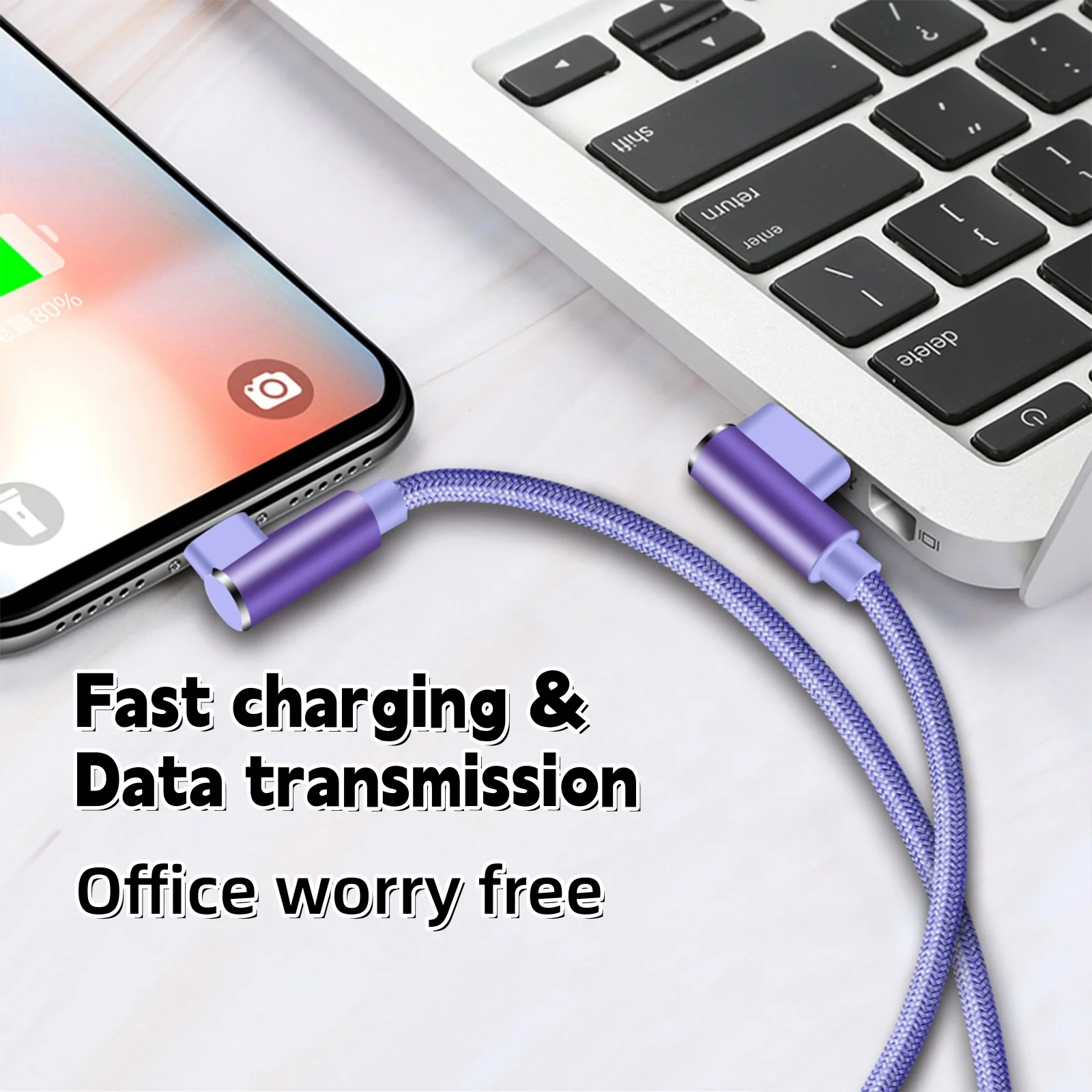 

Right Angle Gaming Fast Charge USB Cable for iPhone 13 14 Pro 11 12 mini XS Max XR X 7 8 Plus 90 Degree Elbow USB Charger Cable