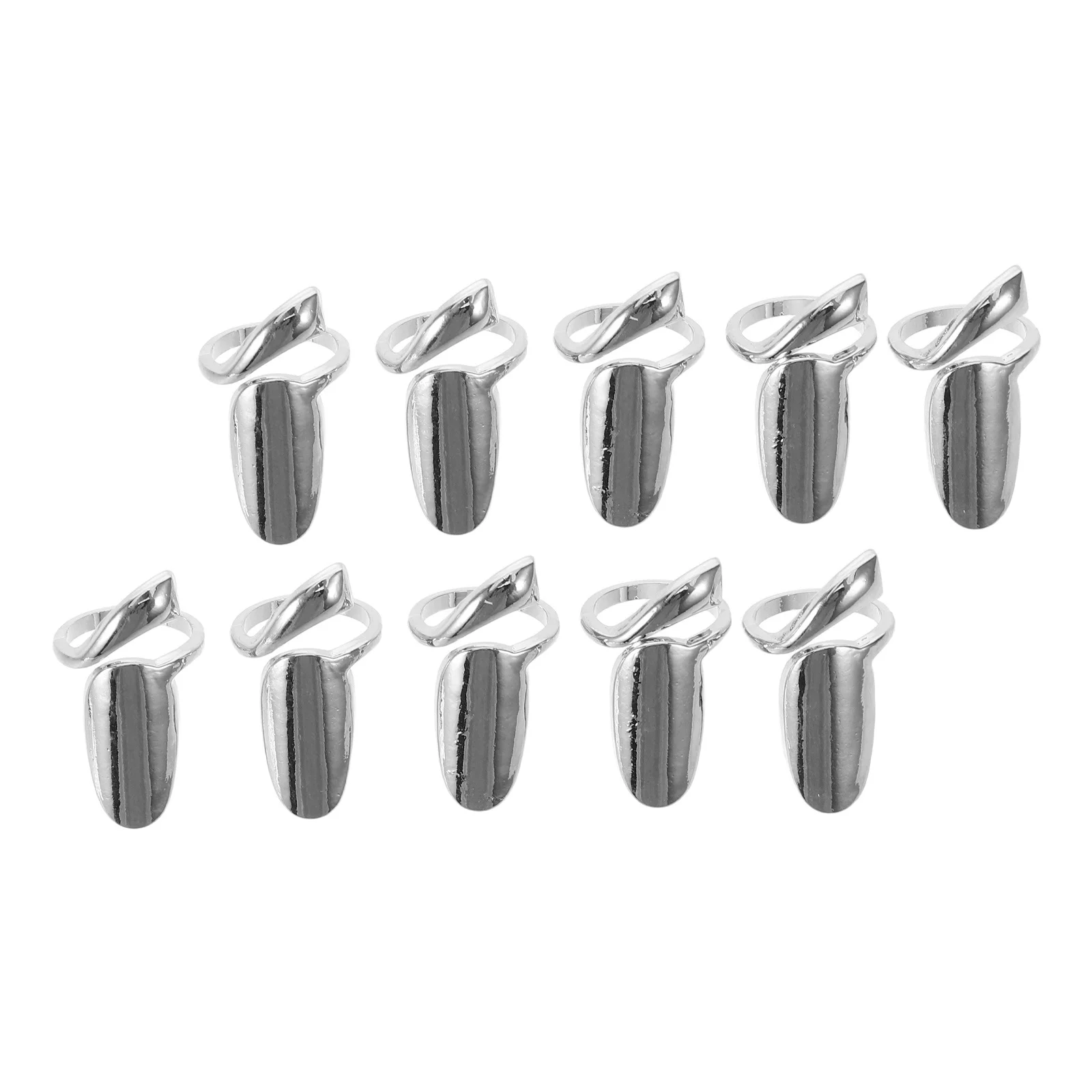 

10Pcs Nail Rings Jewelry - Adjustable Fingernail Guard Rings for Women Retro Alloy Finger Tip Protection Cover Manicure