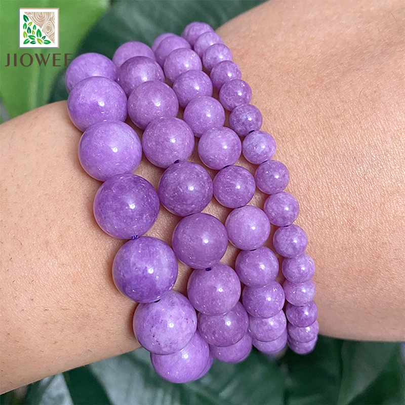 Natural Stone Light Purple Chalcedony Jaspers Round Beads for Fashion Jewelry Making Diy Bracelet Necklace 15\