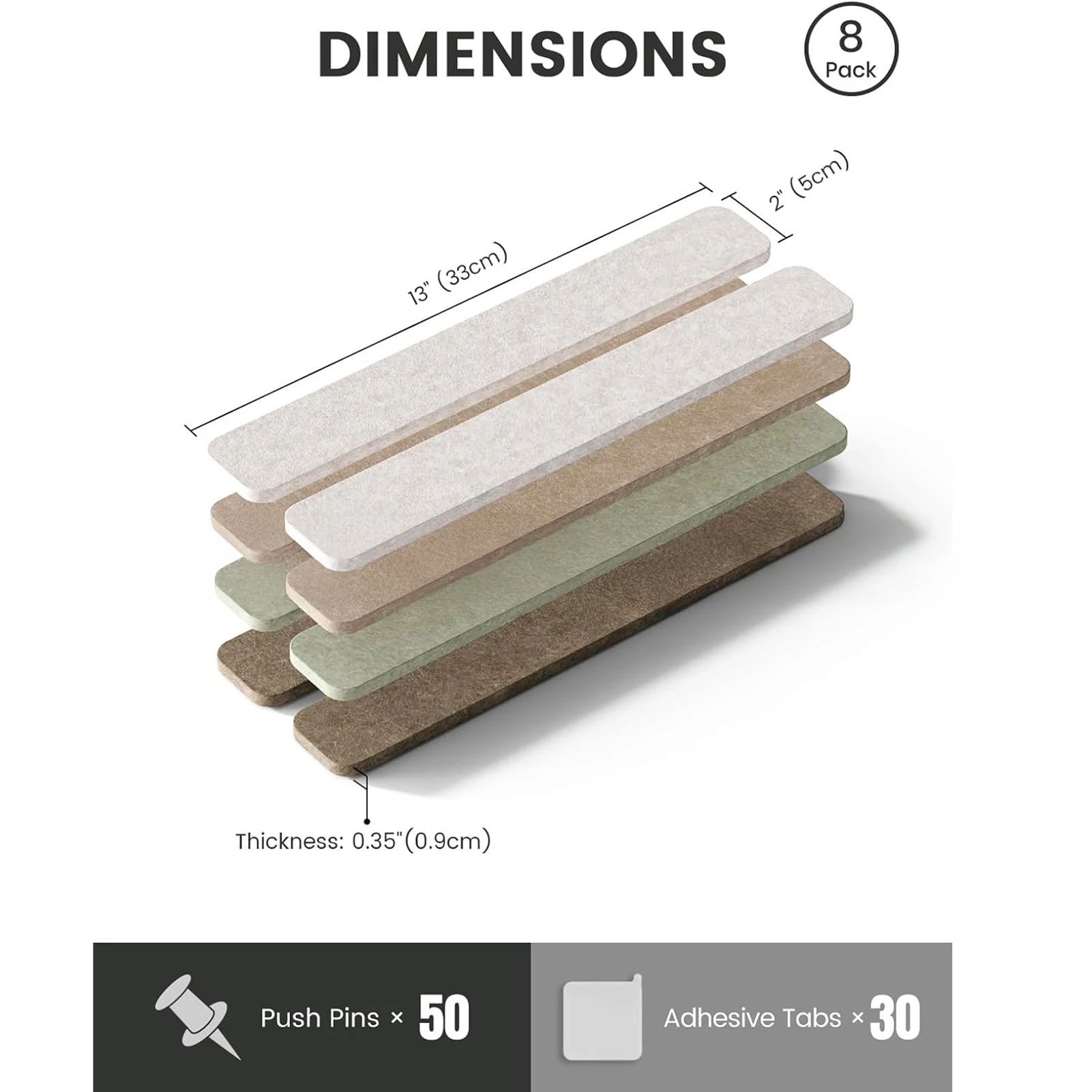 8Pcs Felt Pin Strips Self Adhesive Wall Memo Board Office Home Decor