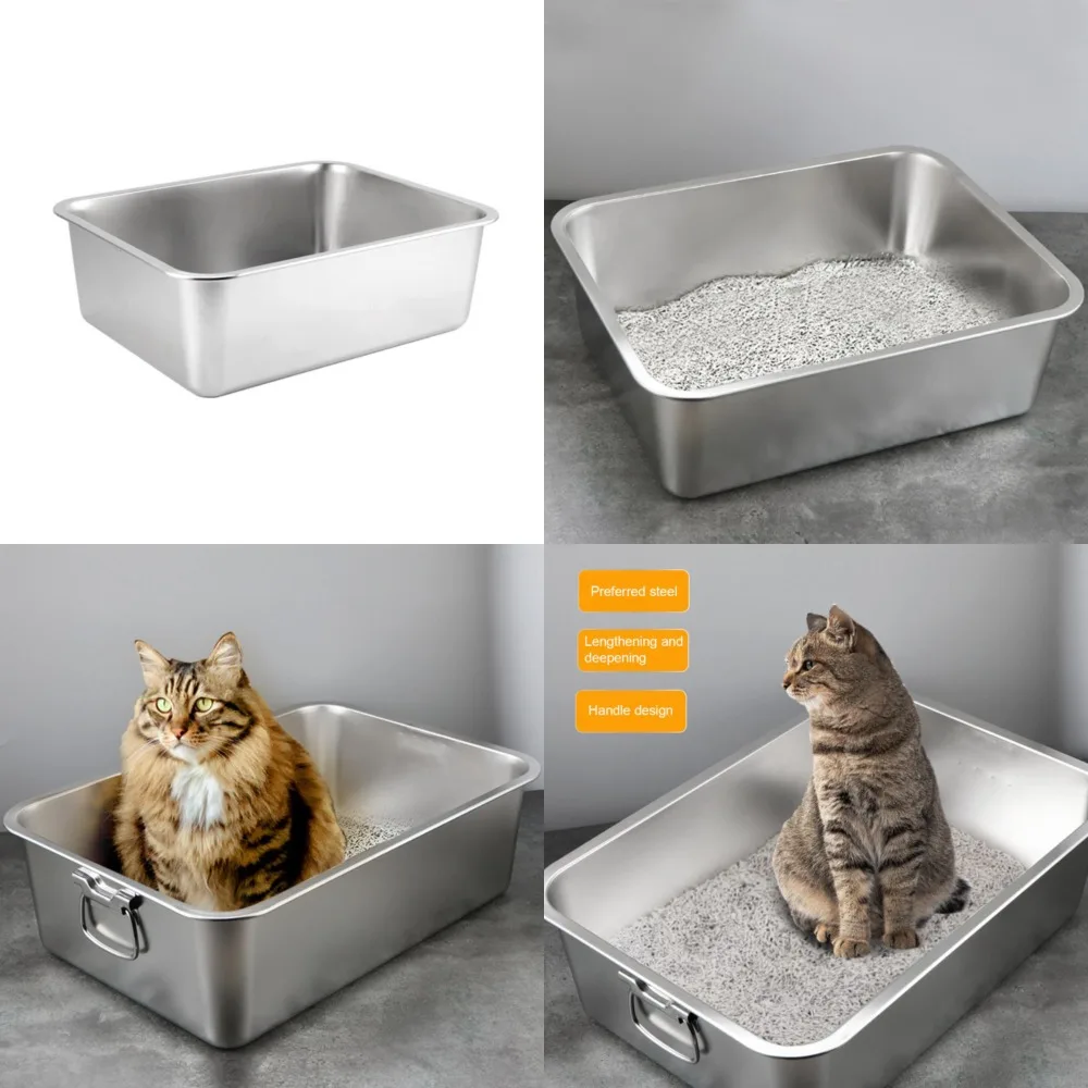 

Effortless, Durable, and Spacious Ultimate Comfort Stainless Steel Cat Litter Box - Comfortable, Roomy, and Health-Boosting Solu