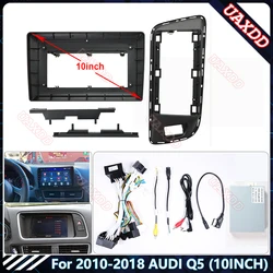 Car Radio Fascia Frame For  2010-2018 AUDI Q5 10.1 inch Stereo Panel Wire Harness Power Cable Adapter Canbus Decoder