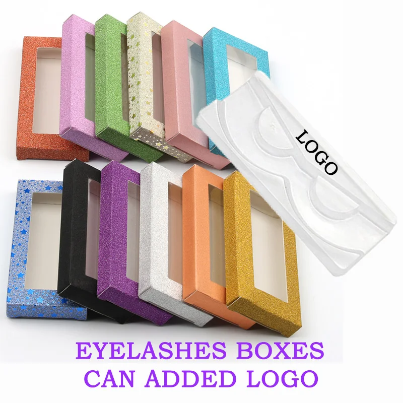 

wholesale 10/50/100pcs paper false eyelash packaging box package DIY with trays faux cils mink eyelashes Multicolor paper boxes