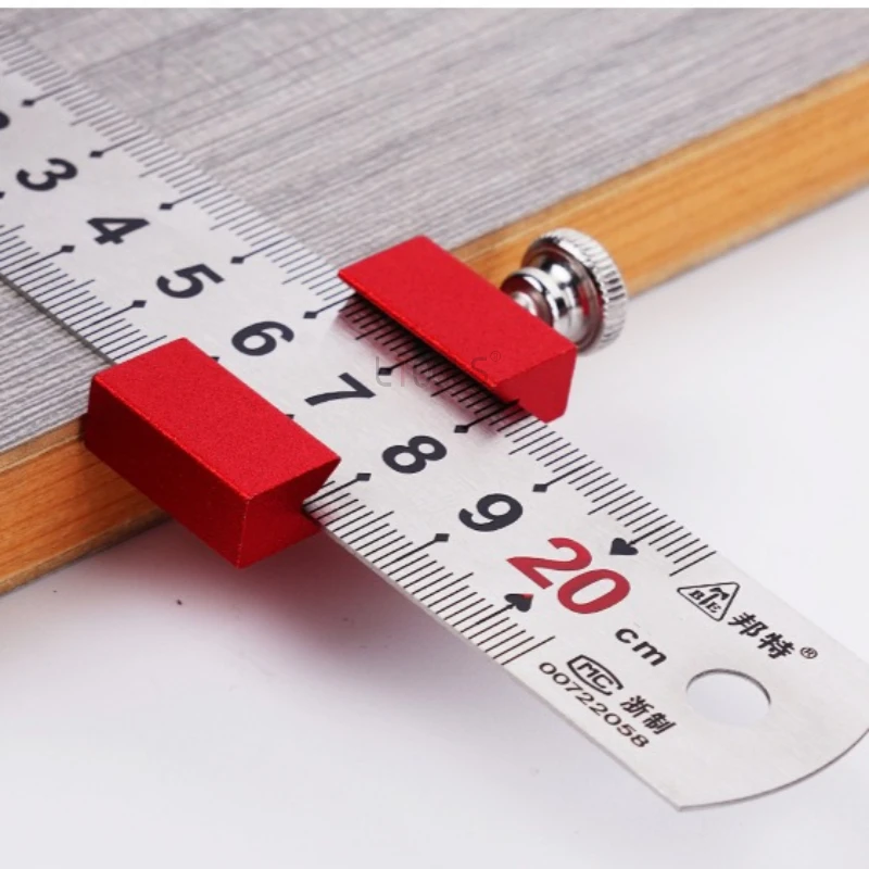 Woodworking Positioning Ruler Metric Imperial Stainless Steel Double Scale Ruler Adjustable Aluminum Alloy Positioning Block 1pc