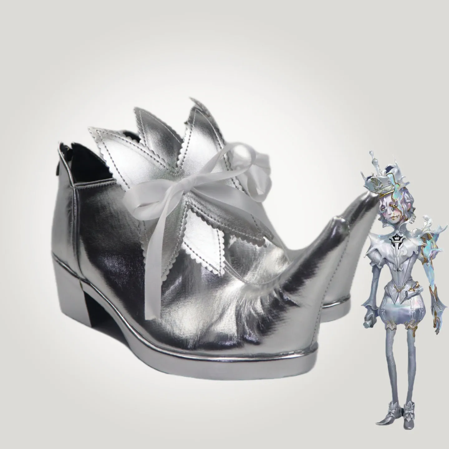Anime Identity V Matthias Czernin Cosplay Shoes Sliver High Heels Short PU Leather Boots For Halloween Carnival