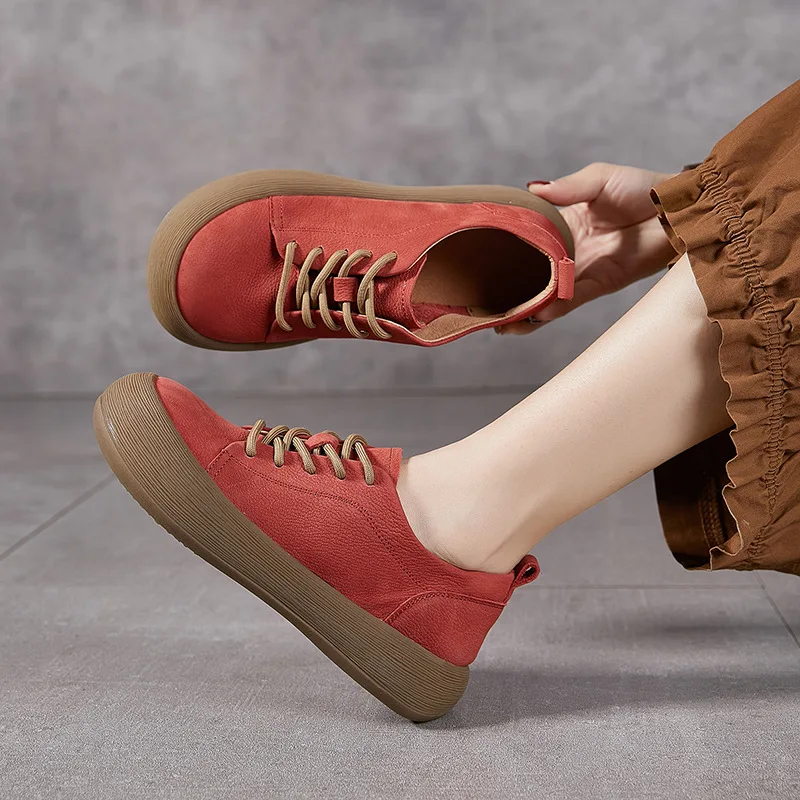 AIYUQI Women's Sneakers Shoes Retro 2025 New Lace-up Genuine Leather Loafers For Women Large-size Platform Casual Shoes Female - Image 5