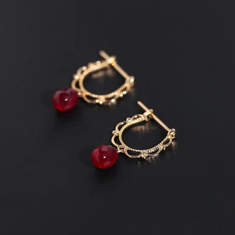 

New original design drop-shaped cut face craft earrings retro exquisite light luxury noble charm women silver jewelry