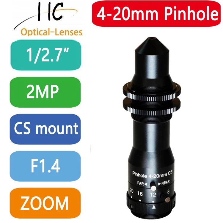 Pinhole Lens Varifocal 4-20MM CS Mount HD 2MP Aperture F1.4 Format 1/2.7