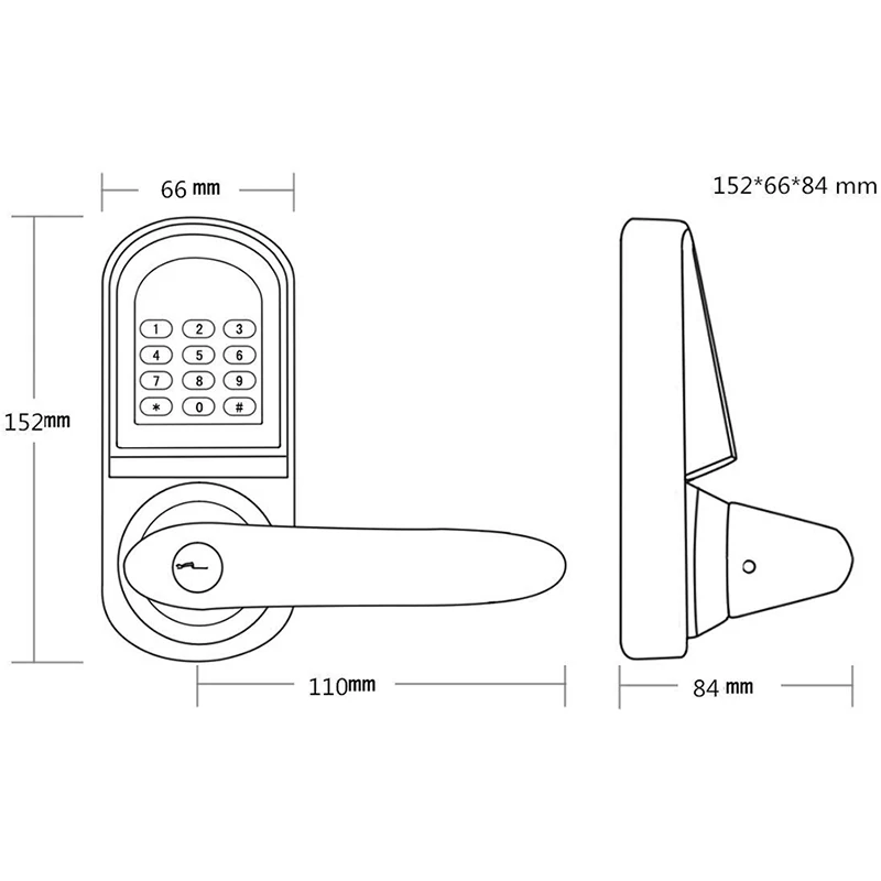 Smart Electronic Lock For Hotel Rental House Apartment Rubber Push button Handle Keypad RFID Lock
