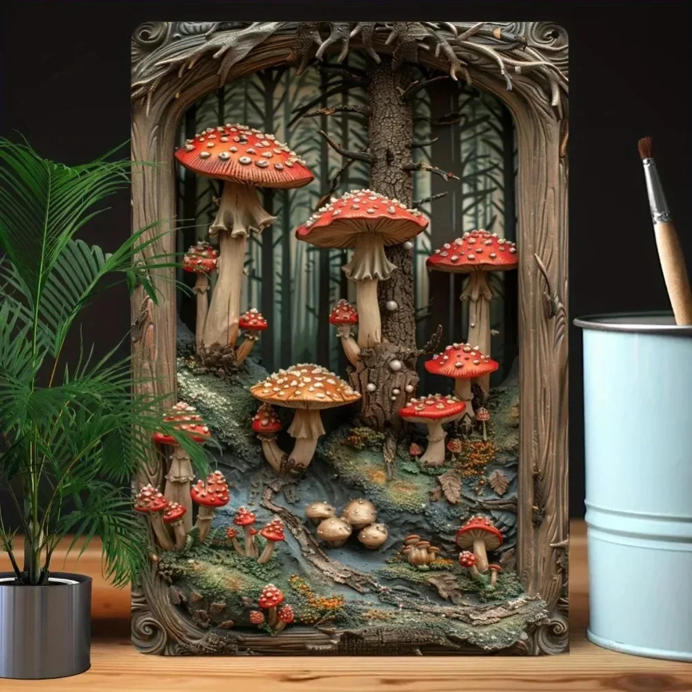 Vintage Mushroom Forest Metal Sign - Bedroom/Living Room/Garden Decor, Ideal Gift for Home Studio Classroom