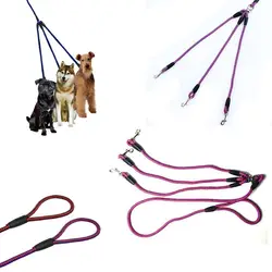 3 Way Pet Coupler Leash Nylon Lead Double For Walking Running Three Small Dogs Cats Traction Rope