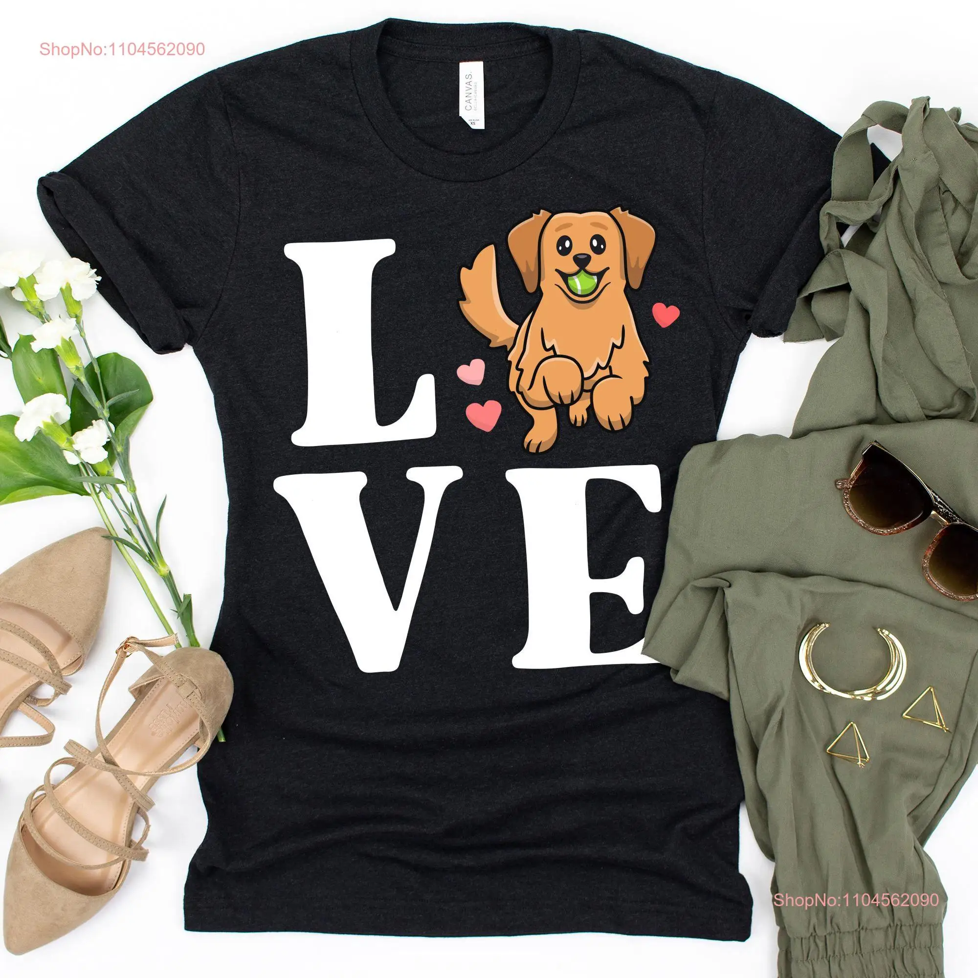 Camiseta Love Golden Retrievers, Retriever Life Is Dog Mom Don't Stop Retrievin, manga larga o corta blanca