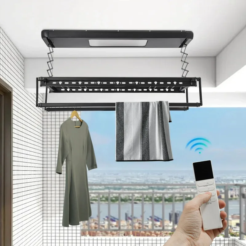 Smart Lift Remote Control Clothes Drying Rack Telescopic Rod Indoor Balcony Air-Drying Multi-Functional Laundry Hanger