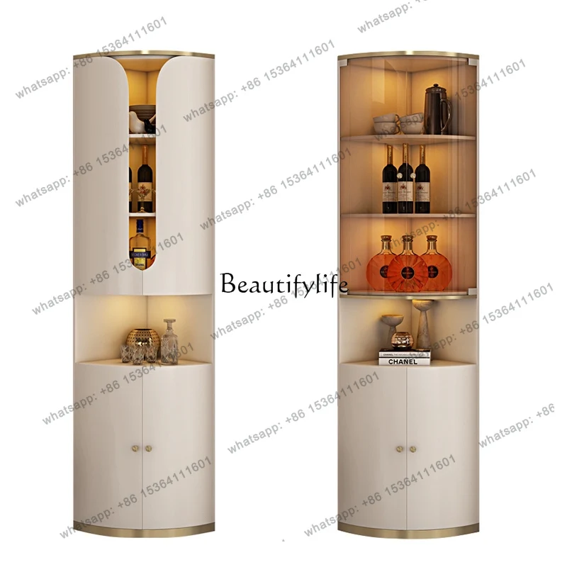 

Light luxury solid wood modern simple wine cabinet Italian exquisite solid wood glass tall cabinet