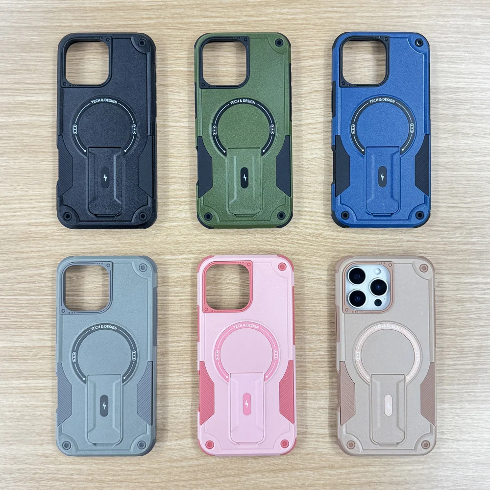 Militärisch Stoßfeste Handyhülle für iPhone 11 12 13 14 15 16 17 Pro Max mit Magnetischer Drahtloser Aufladung und Unsichtbarem Ständer – Detail 11