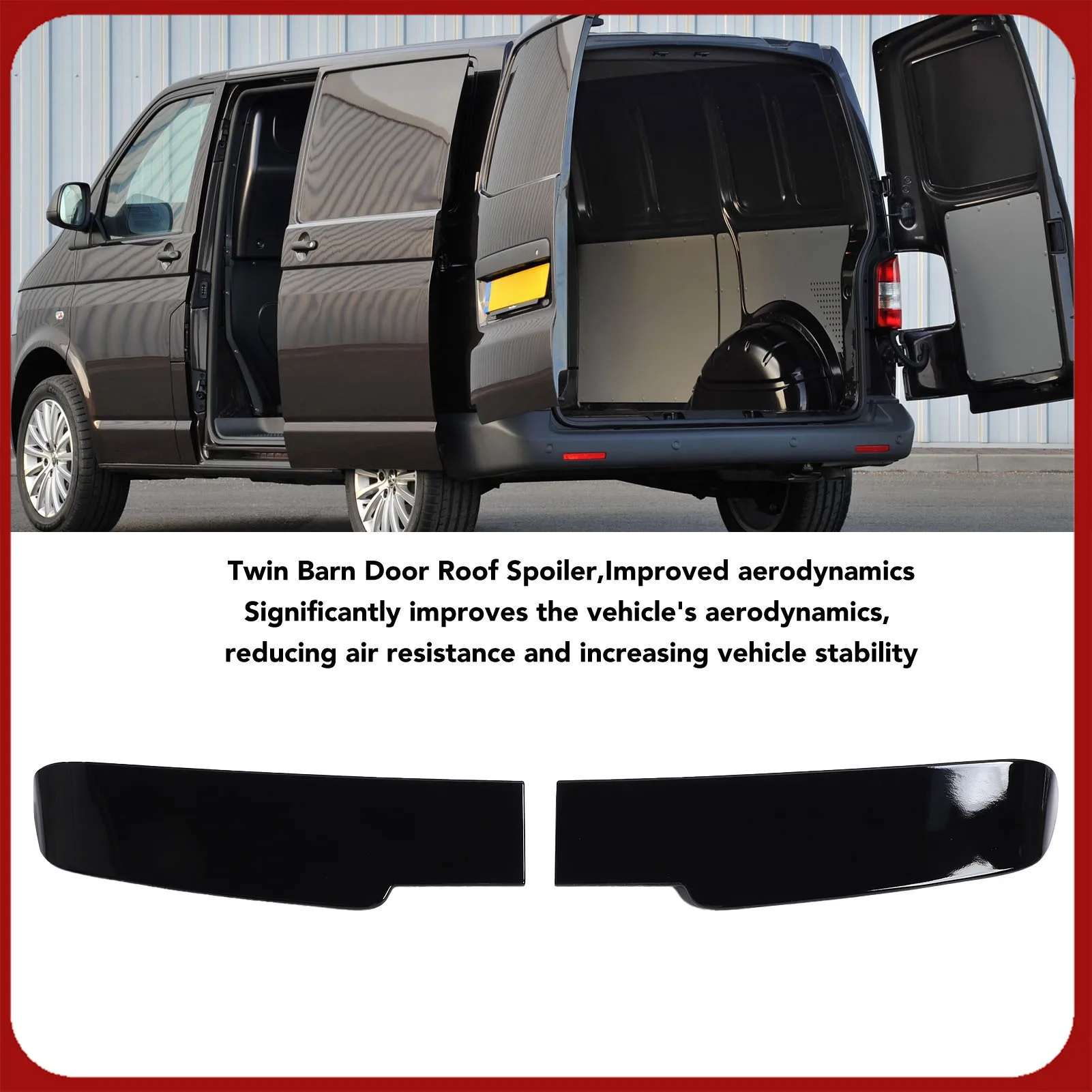 

Rear Twin Barn Door Roof Spoiler Gloss Black Lightweight Fit Twin Barn Door Roof Wing Lip for T5 T5.1 T6 T6.1 2003 To 2021