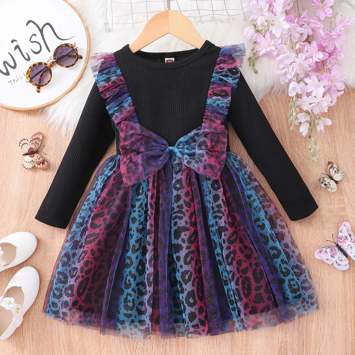 2024 Spring Girls Clothes Long Sleeve Flower Kids Girl Birthday Party Princess Dresses Cute Summer Dress 2 3 4 5 6 Years