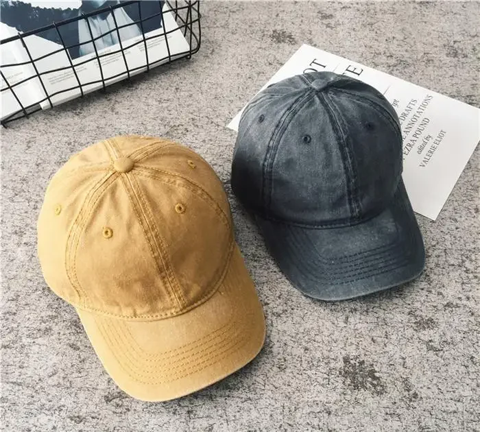 Frauen Männer Baumwolle Solide Baseball Kappe Mode Snapback Hut Weibliche Outdoor Einfache Gewaschen Vintage Visier Beiläufige Kappe Hut Für Frauen Männer – Detail 8