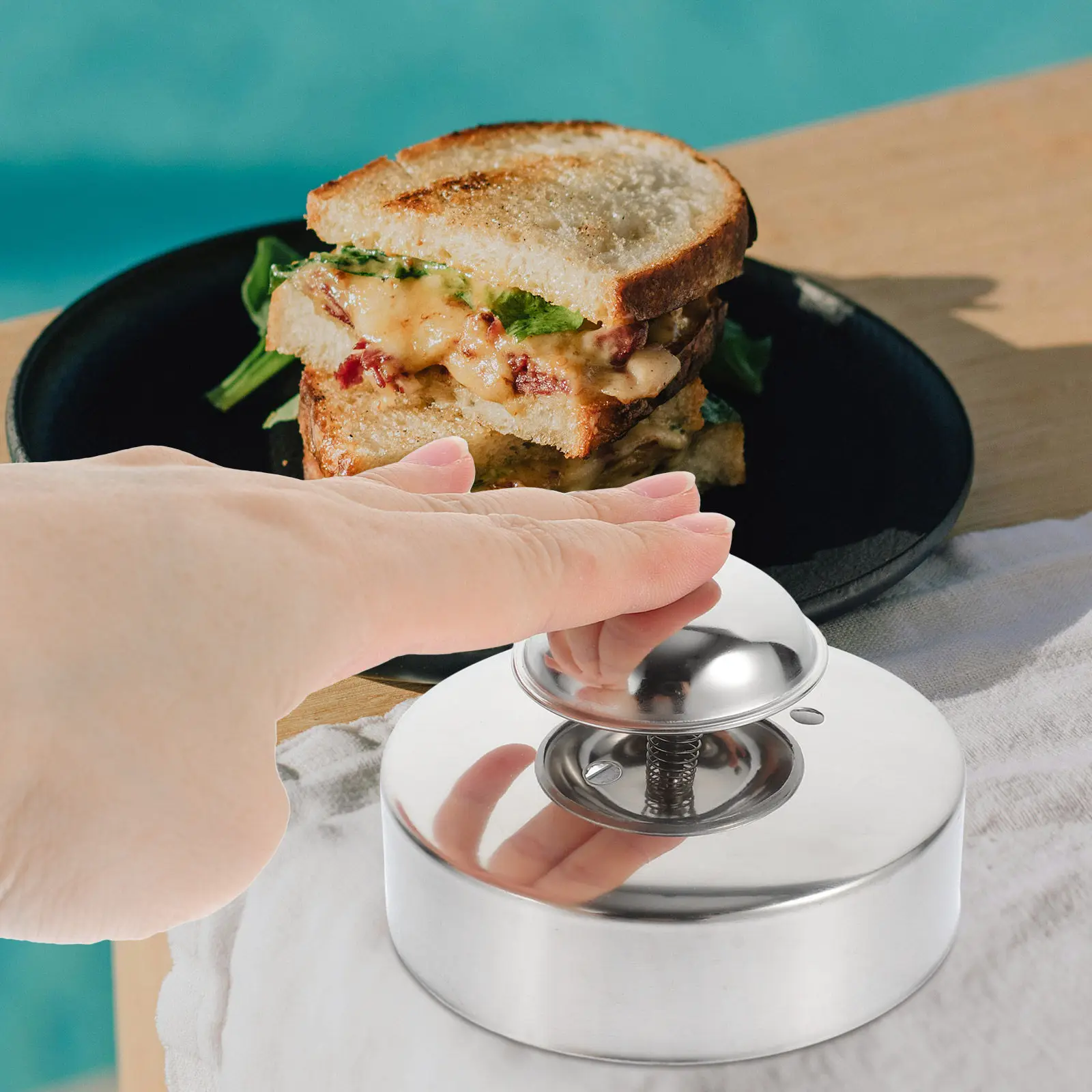 

Stainless Steel Pocket Sandwich Press Reusable Nonstick Bread Cutter Sealer Sandwich Crimper Tool for Kitchen Bakery Use