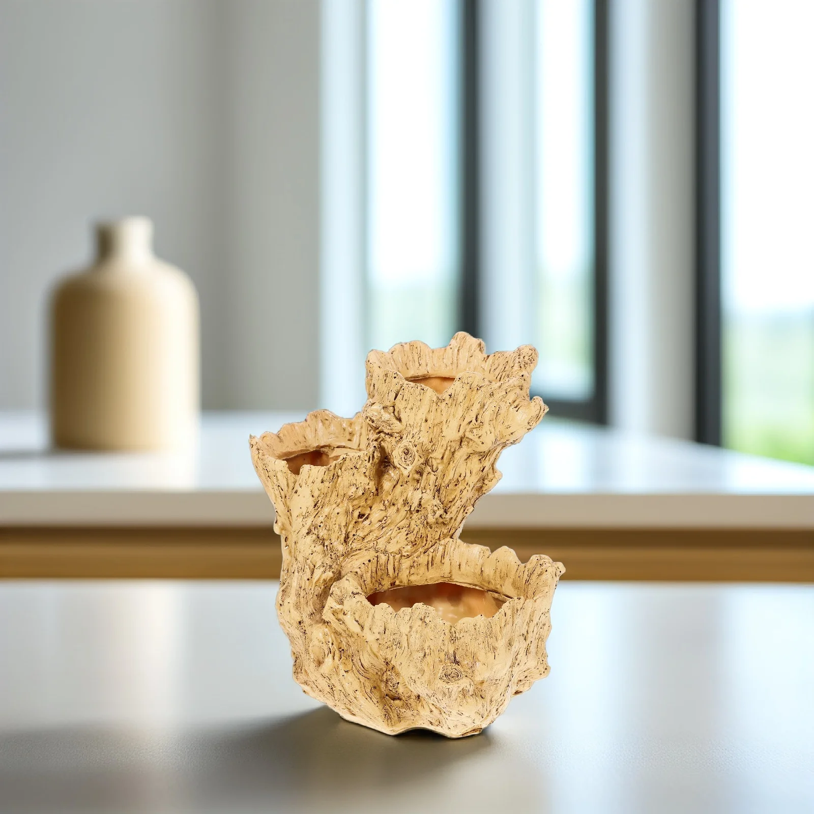 الراتنج محاكاة شجرة الجذر اناء للزهور الأصفر سطح المكتب حاوية النباتات بونساي وعاء زارع نباتات غرفة المعيشة المنزلي حلية #3