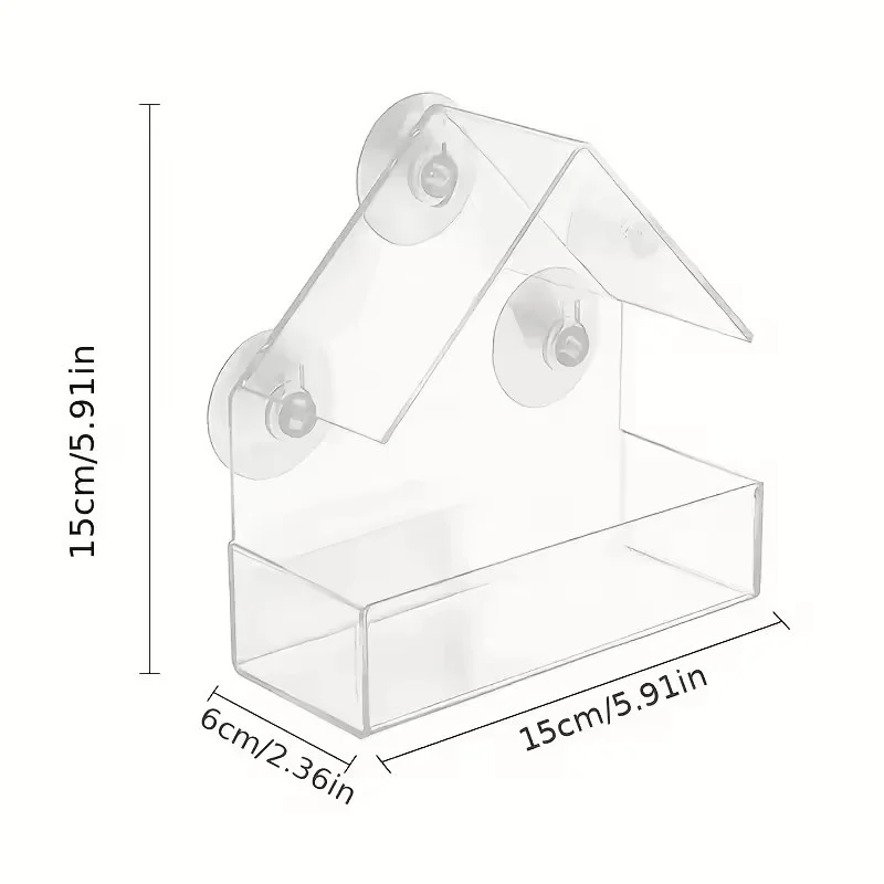 NEW Window Type Bird Feeder, Reusable Tray, Waterproof Transparent Squirrel Food Container, Outdoor Suction Cup Installation