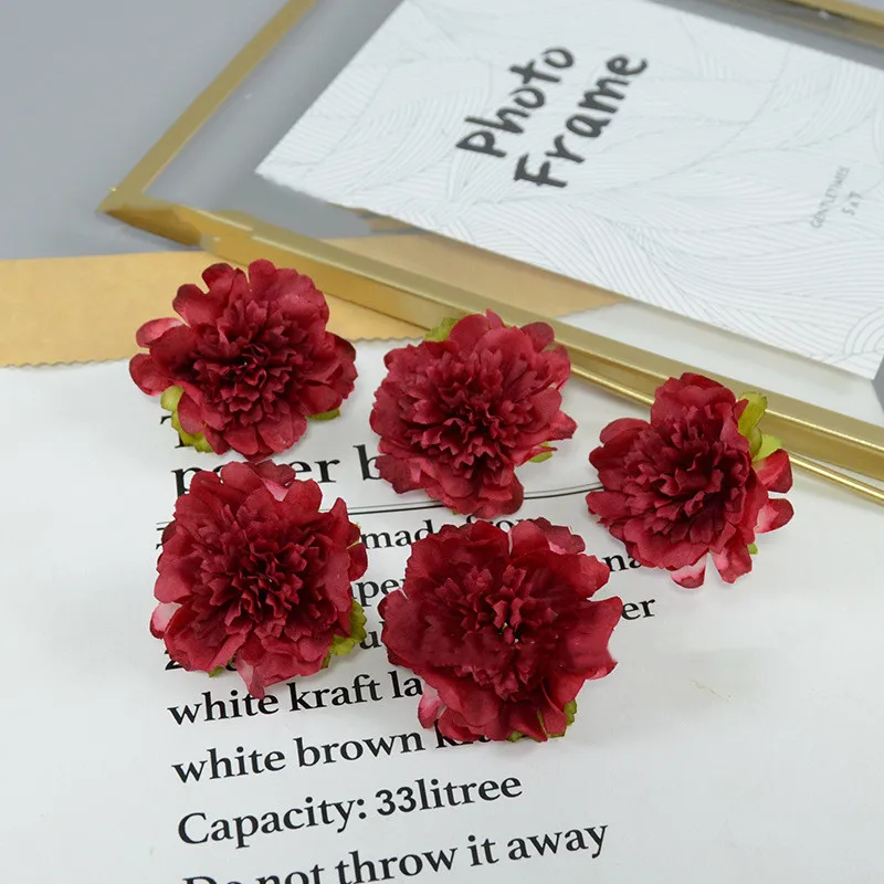 Artificial Silk Carnation Flower Heads for Mother's Day, DIY Bouquet Hat, Garden Decorative Headware, 12 Colors, 5cm, 100Pcs