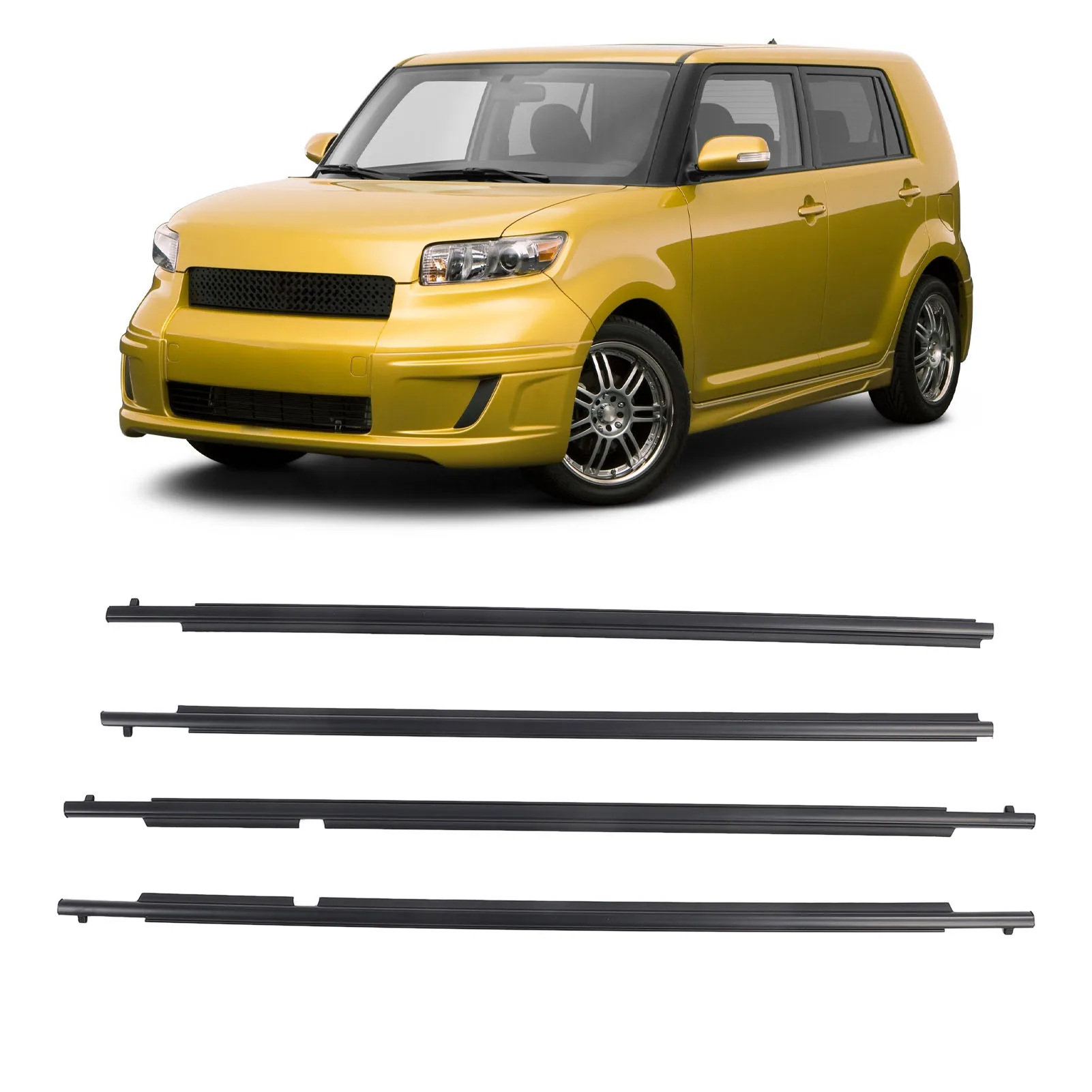 4 Pcs Door Belt Molding Weatherstrip 75710‑12820 Rubber Window Seal Belt Set Replacement for Scion XB 2008 to 2015