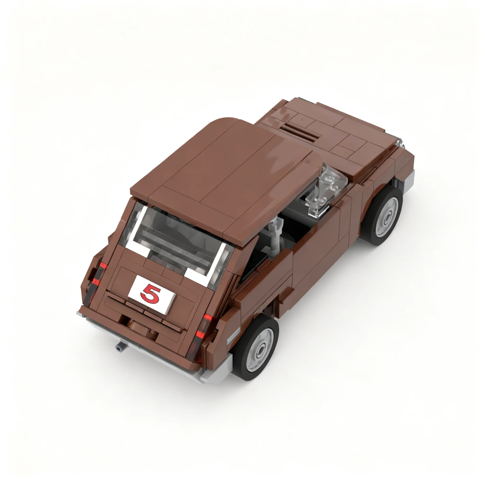 319pcs MOC city Champions 1972 Renaultees 5 Reddish Brown Model Christmas Gift Creative For Desktop And Shelf